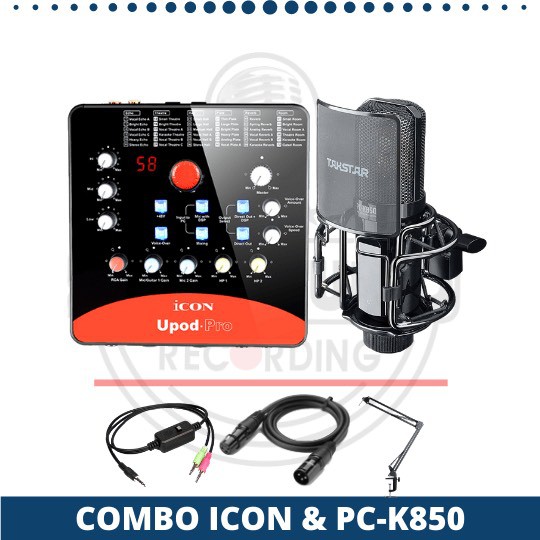 Combo Livestream Thu Âm Mic Takstar PC K850 + Sound Card Icon Upod Pro Full Phụ Kiện Bảo Hành 12 Tháng