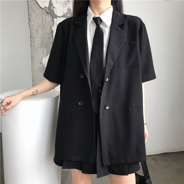 Áo Khoác Blazer Ngắn Tay Phối Hai Hàng Nút Thời Trang | BigBuy360 - bigbuy360.vn