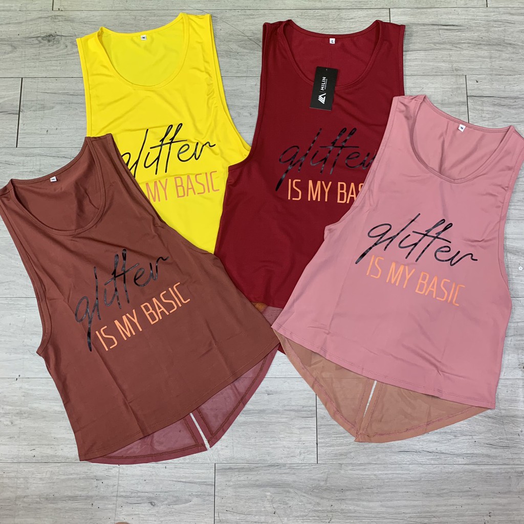 ÁO TANKTOP GLITTER PHỐI LƯỚI LƯNG - ÁO TẬP GYM NỮ