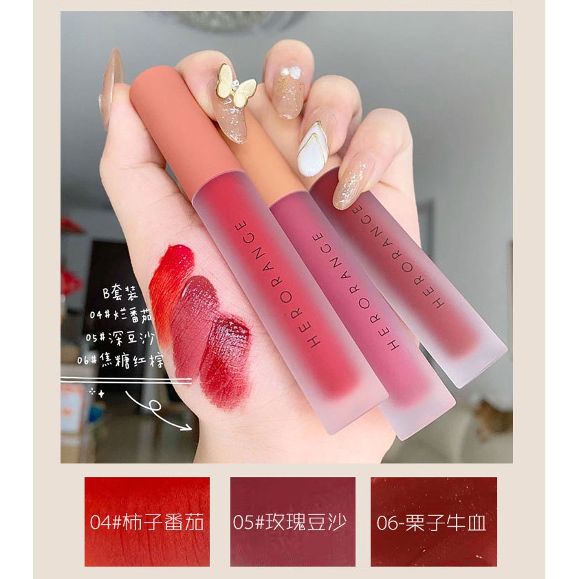 [Flashsale Cuối năm] Set Son Kem HERORANGE set 3 Cây Fluffy Lip Glaze | Thế Giới Skin Care