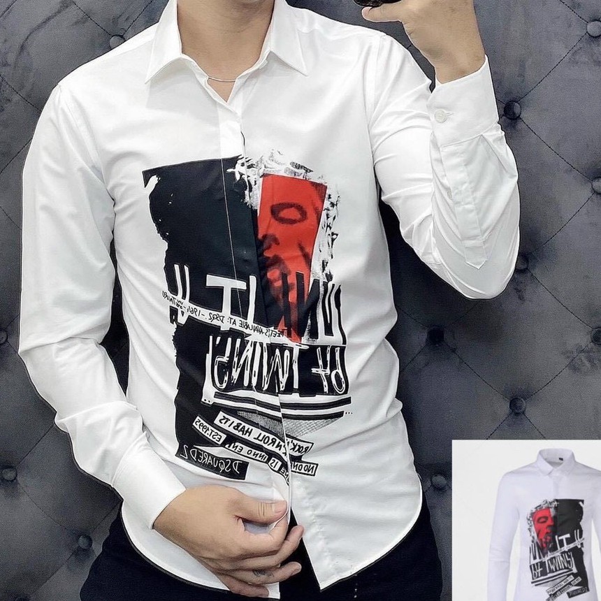 Áo sơ mi nam lụa AHFASHION tay dài phối họa tiết mẫu mới nhất cao cấp | BigBuy360 - bigbuy360.vn