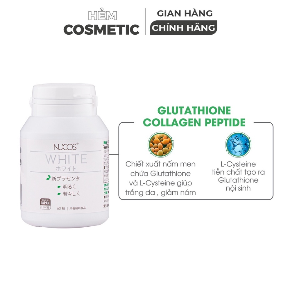 Viên uống trắng da mờ thâm nám Nucos White 60 viên - Hẻm Cosmetic