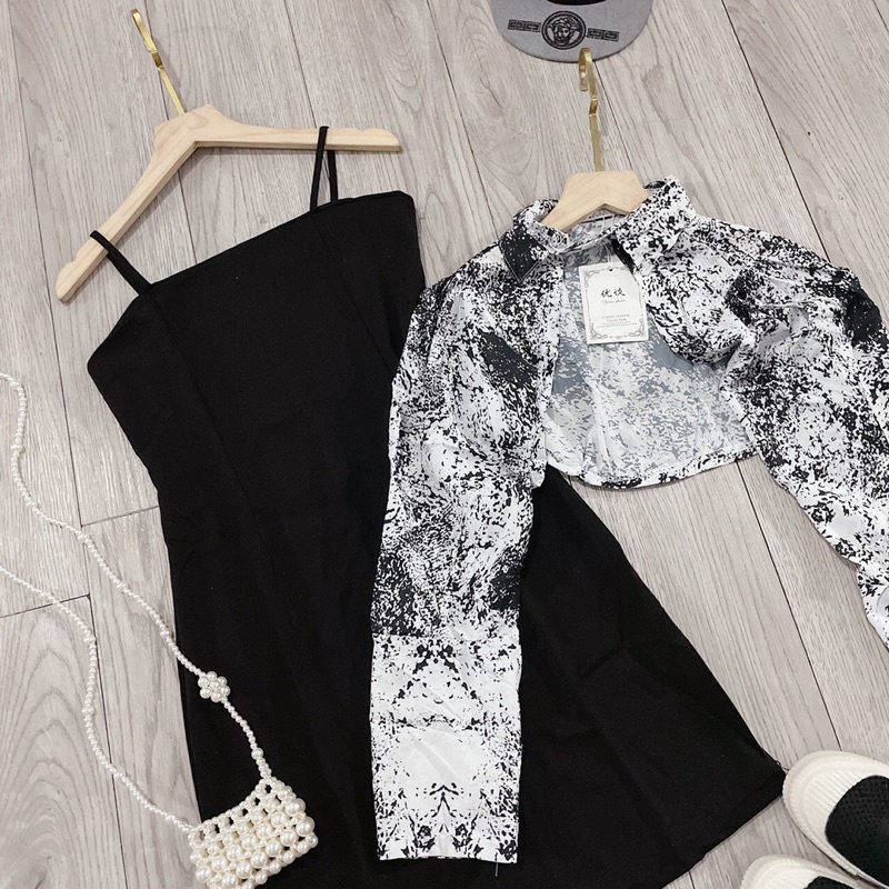 Set đầm body + sm loang