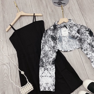 Set đầm body + sm loang