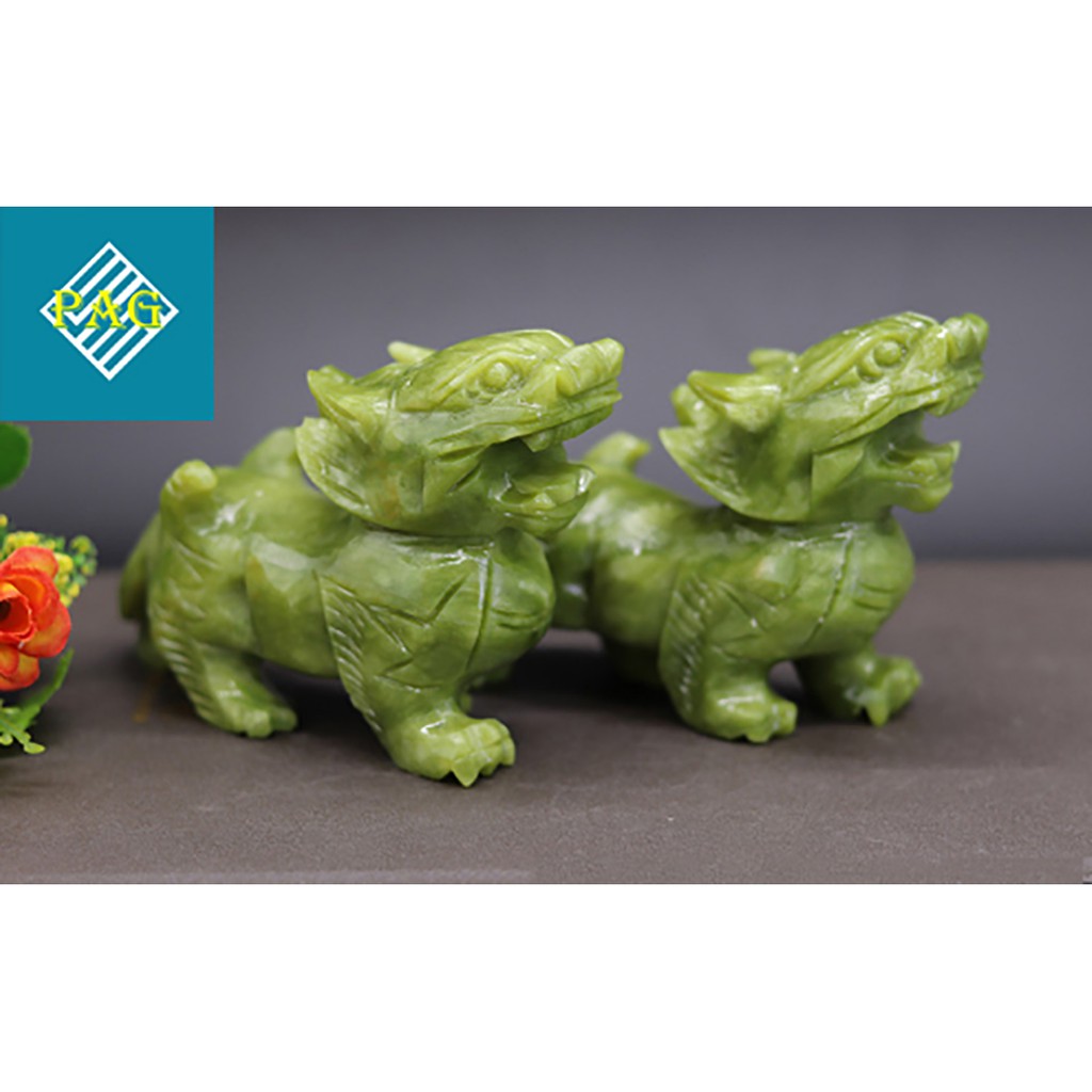 CẶP TỲ HƯU ĐÁ LAM NGỌC 14cm
