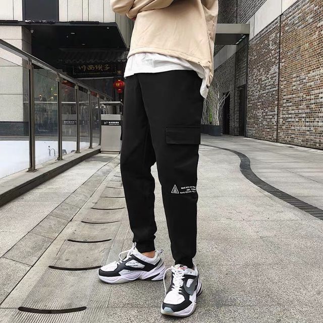 Quần dài kaki thể thao nam túi hộp màu đen, quần jogger bo ống mặc mùa hè