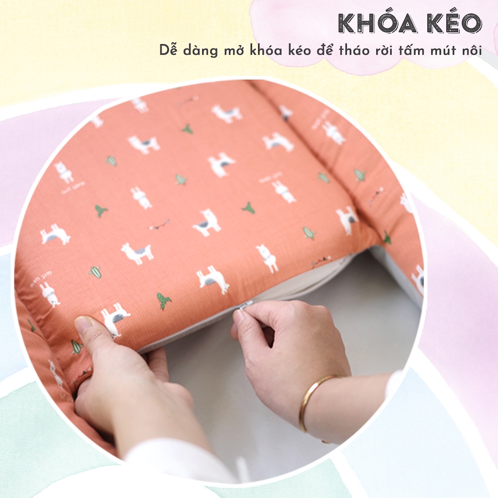 Nôi ngủ chung giường cho bé sơ sinh RUNA KIDS Satin cao cấp mềm mịn thoáng mát an toàn cho da bé (có thể tháo vỏ)