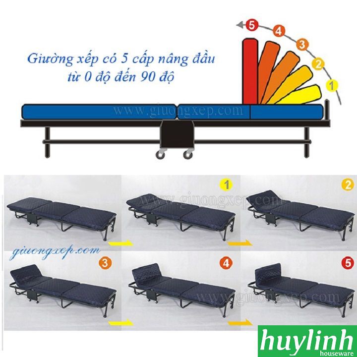 Giường gấp 3 khúc nâng đầu Nikita GB75 - 75cm