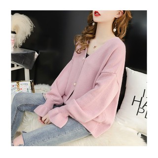 Áo Khoác Len Nữ Cánh Hoa Tay Áo Cardigan cổ chữ V Hàng Quảng Châu