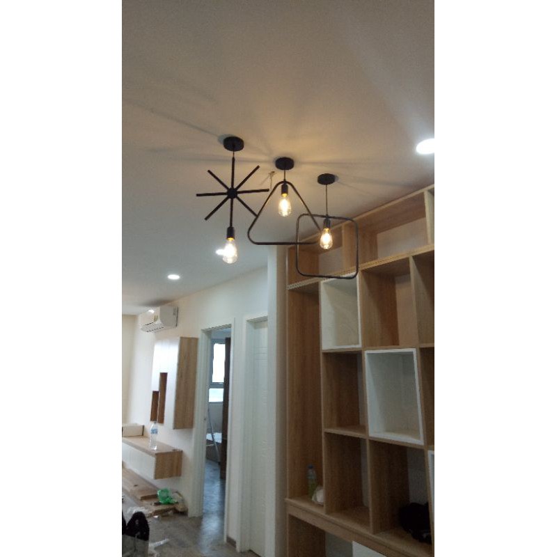Đèn thả thiết kế Mẫu đèn thả hình học trang trí quán trà sữa , cửa shop quần áo