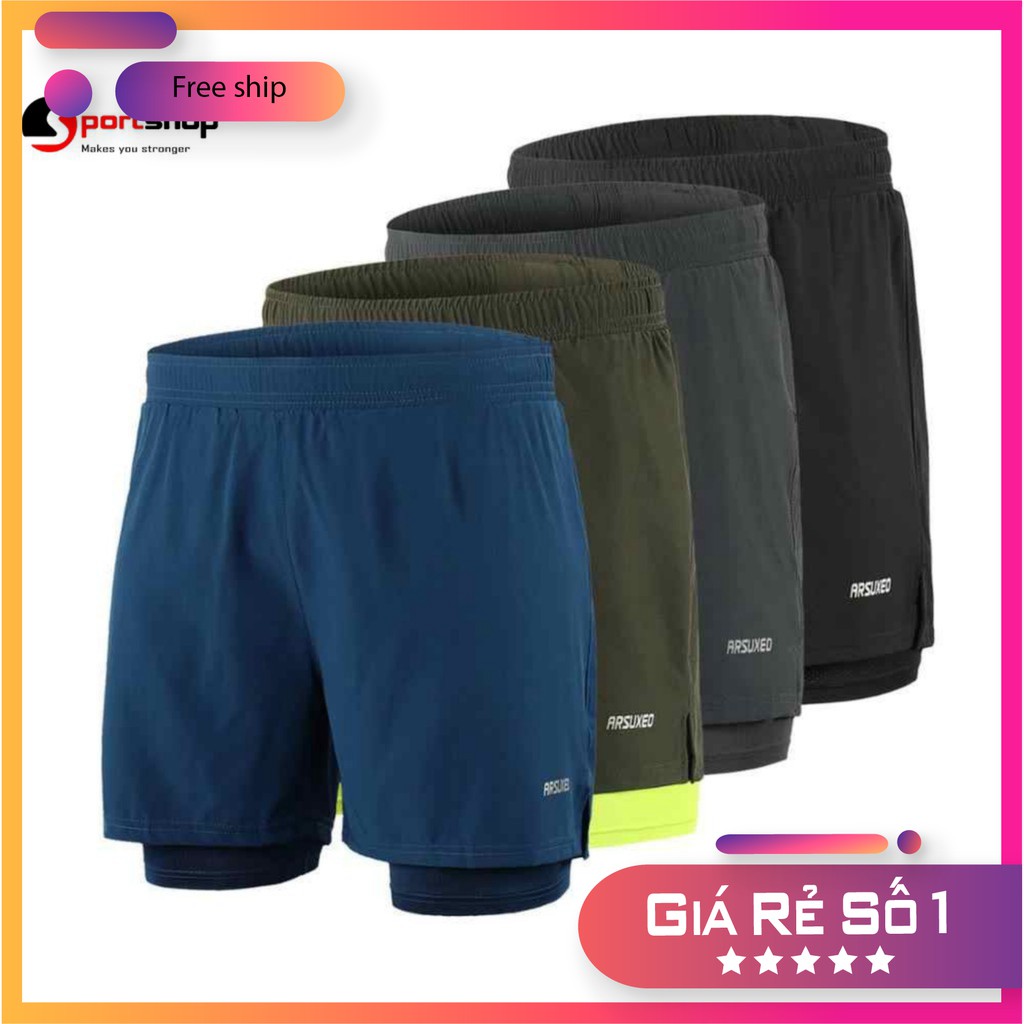 [HOT] -  Quần chạy bộ nam Arsuxeo MS02 thiết kế 2 lớp có túi sau đa năng tiện lợi... | BigBuy360 - bigbuy360.vn