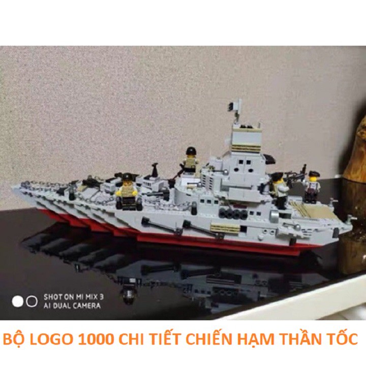[1000 Chi Tiết] Mô Hình Lắp Ráp Tàu Chiến , Bộ xếp hình Tàu Chiến 26 tạo hình 1000 Chi Tiết - Kèm Lính Hải Quân