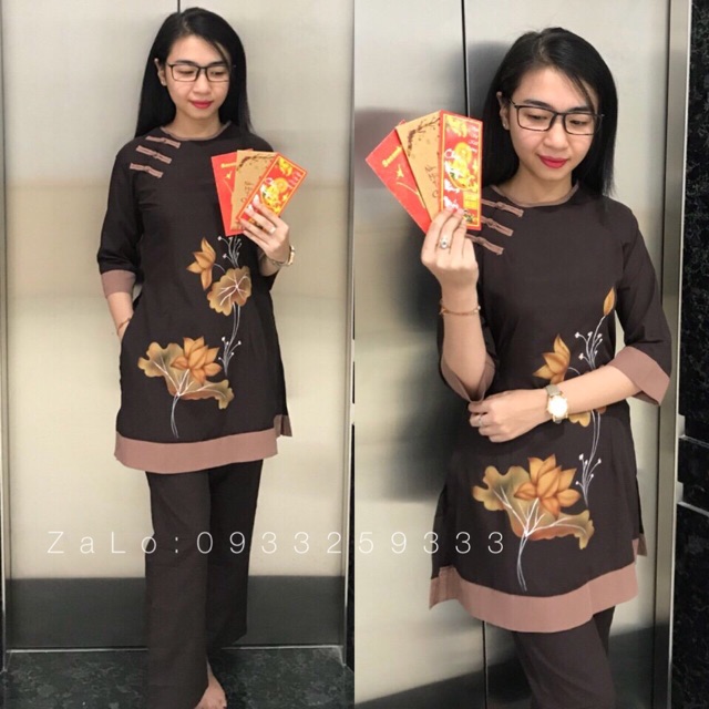 Áo Lam Đi Chùa  Cách Tân Vải Kate Hoa In GIÁ RẺ VÔ ĐỊCH