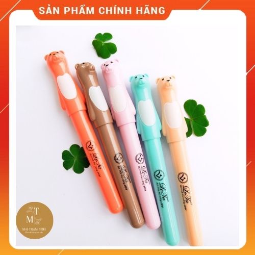 Bút Lê-ta mã gấu 001, ngòi kín êm trơn, nét nhỏ xinh xắn, kiểu dễ thương
