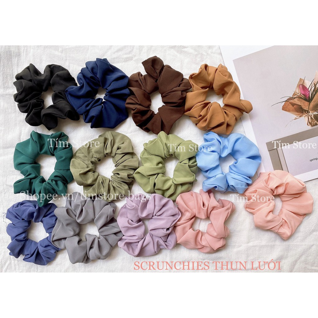 Set 6 cột tóc vải scrunchies TÍM STORE phụ kiện tóc xinh dày dặn phong cách hàn quốc dễ thương