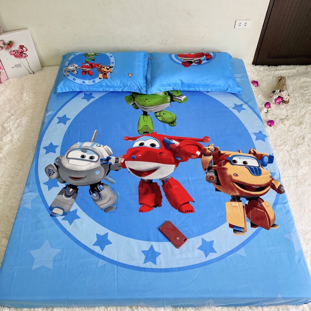 Set ga gối cotton tina 3D họa tiết dễ thương cho bé