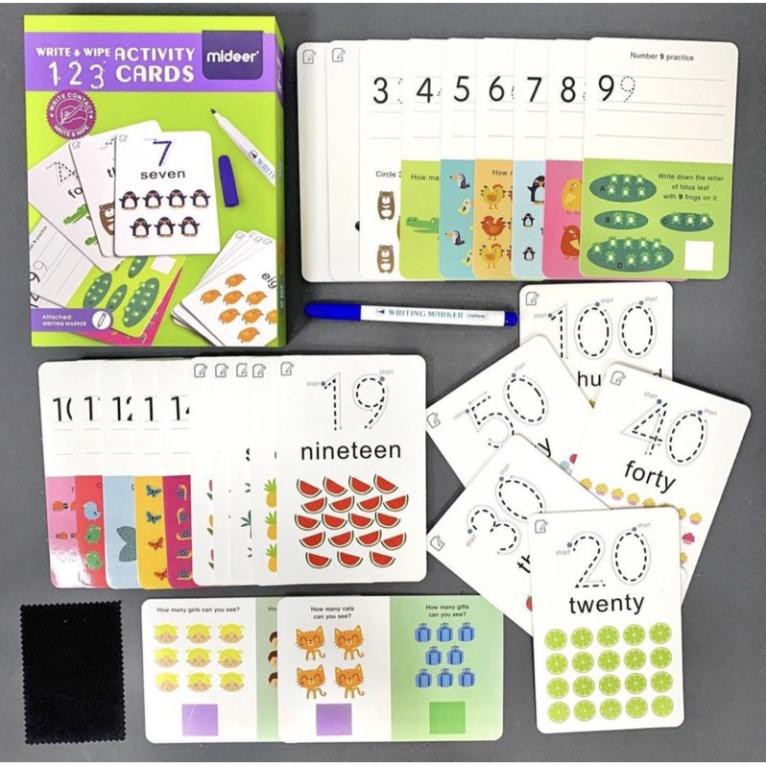 Bộ Thẻ thần thánh Học Chữ - Số Viết Và Xoá Được Mideer Write And Wipe Activity Card Thẻ viết xóa  toygarden