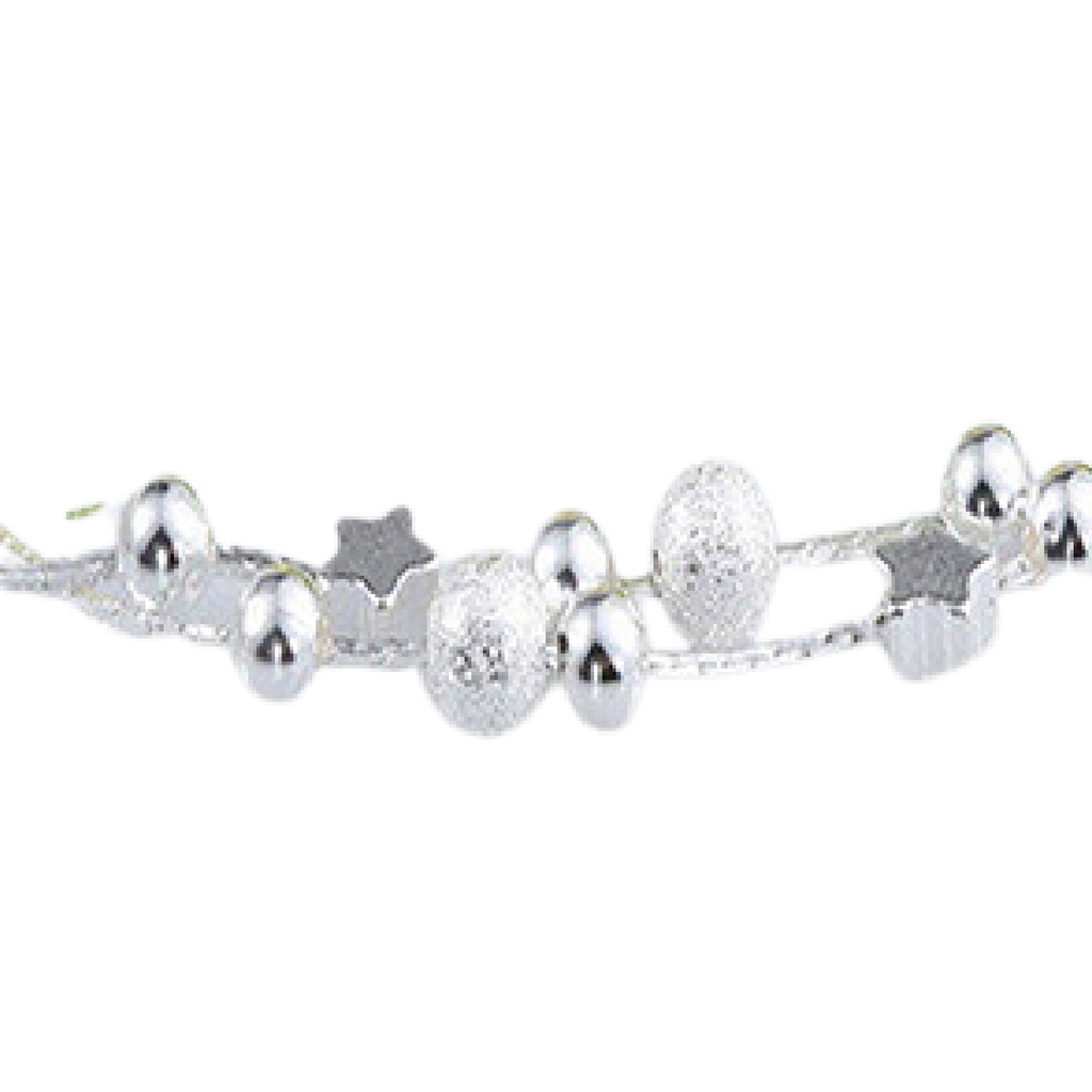 Lắc tay mạ bạc xỏ hạt hình tròn và ngôi sao xinh xắn thanh lịch cho nữ