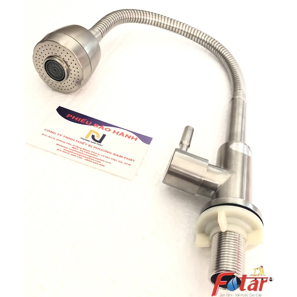 [BẺ ĐƯỢC MỌI VỊ TRÍ] Vòi rửa chén bát LẠNH inox 304 cần bẻ lò xo quay 360độ sử dụng cho 2 chậu N5009 Fotar | BigBuy360 - bigbuy360.vn