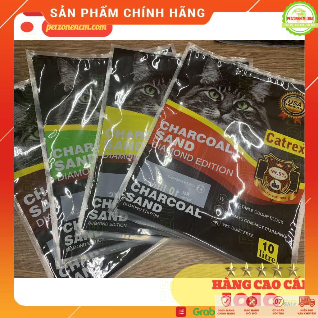 Cát mèo siêu vón ️ FREESHIP ️Cát vệ sinh cho mèo than hoạt tính Charcoal Sand Diamond Edtion Catrex Mỹ túi 5 lít