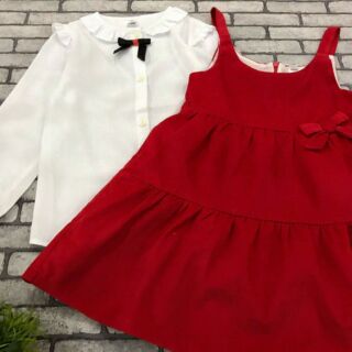 Set váy nhung bg kèm sơ mi