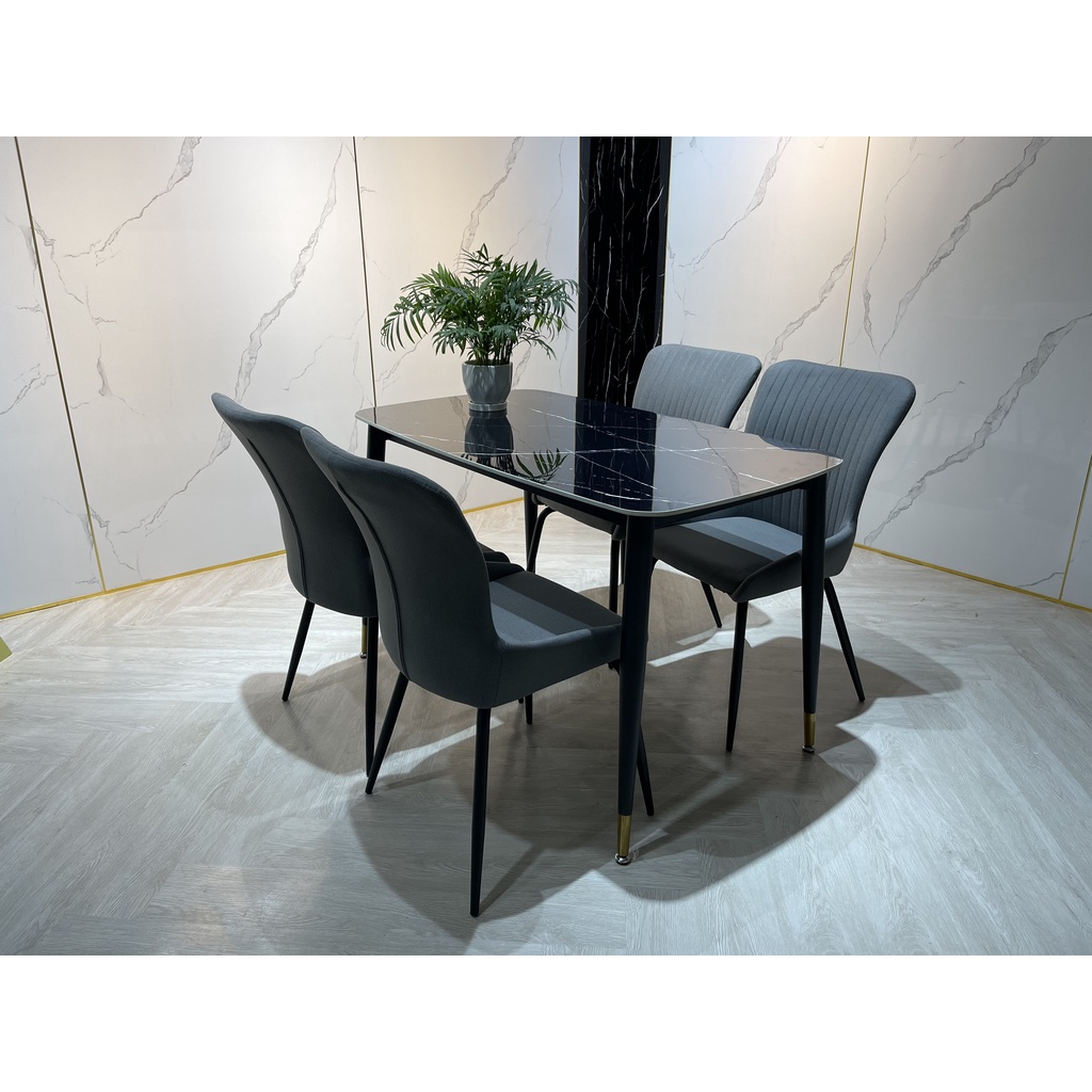Bộ bàn ăn 4 ghế nhập khâu mặt đá ceramic