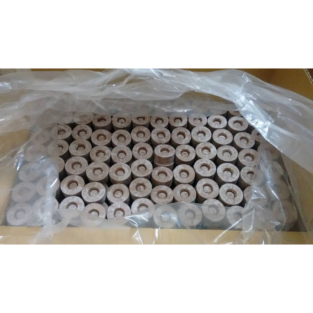 Bộ 100 viên nén ươm hạt xơ dừa hữu cơ trồng rau, dâu tây, thủy canh (đk 4cm x cao 1cm)