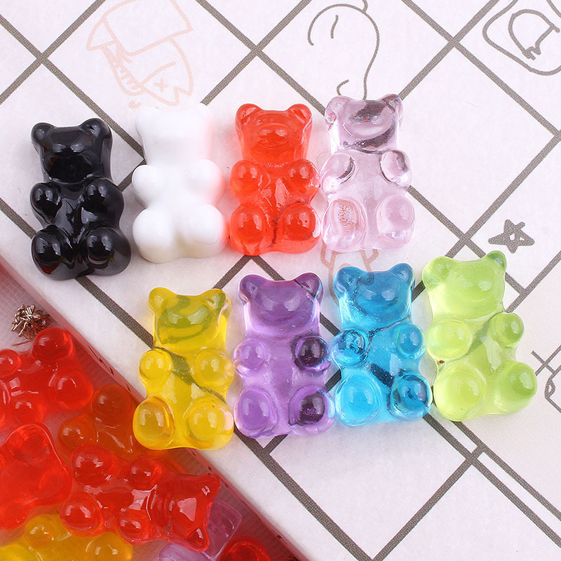 Set 10 Phụ Kiện Trang Trí Ốp Lưng Điện Thoại Trong Suốt Hình Gấu Đáng Yêu