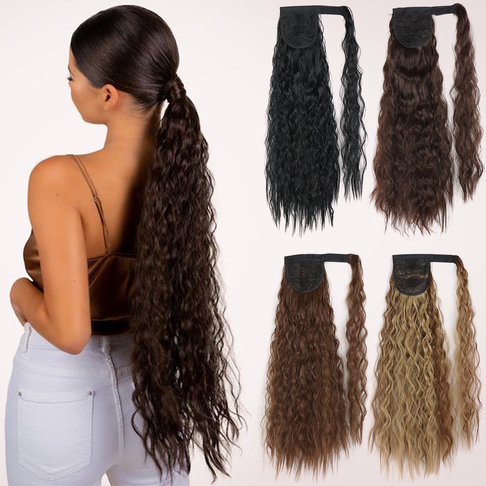 Tóc Giả Đuôi Ngựa Dài 85CM Màu Ombre Nâu Bằng Sợi Tổng Hợp