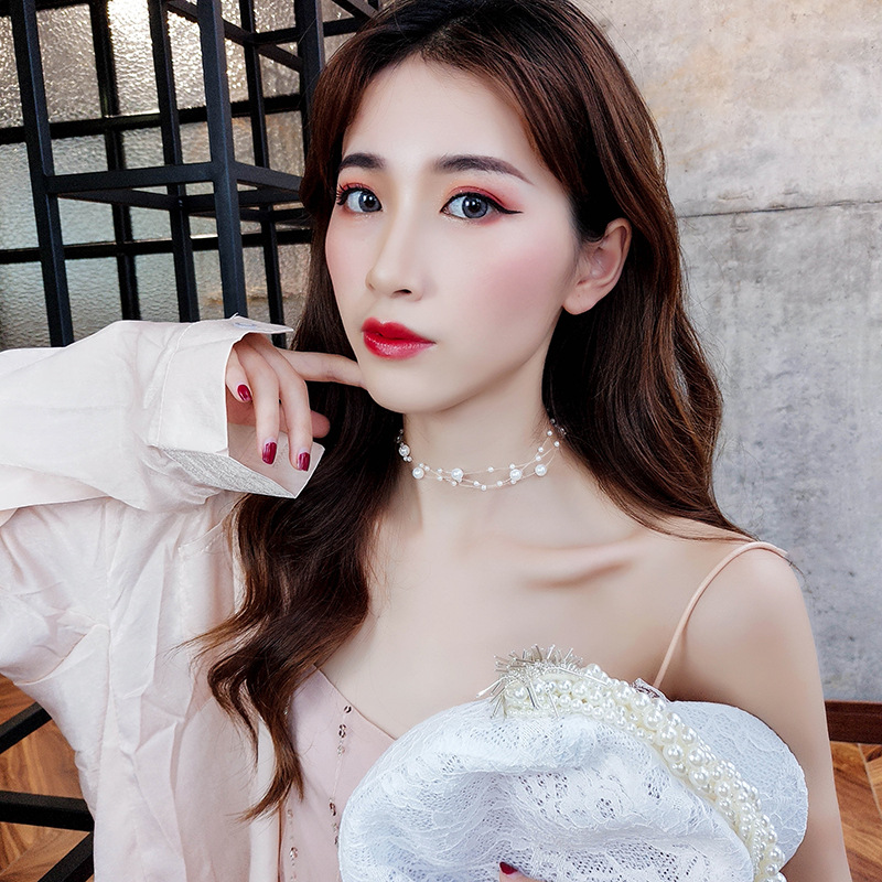 Dây chuyền nhiều lớp đính ngọc trai nhân tạo thời trang dành cho nữ