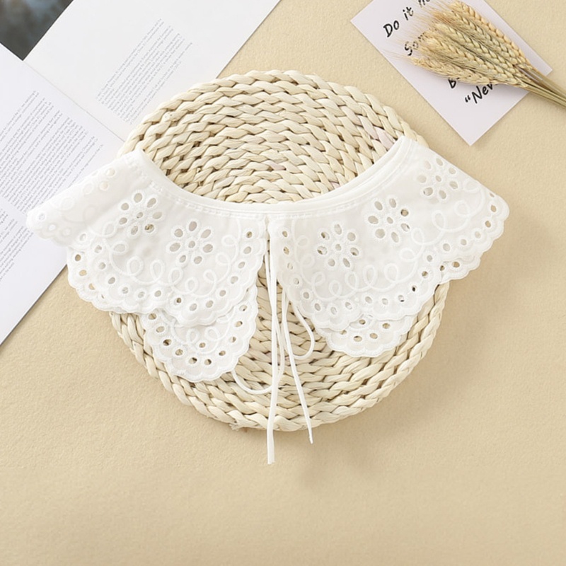 Khăn Choàng Cổ Giả Thêu Hoa Chấm Bi Trắng Dành Cho Nữ