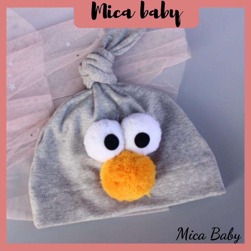 Mũ cotton trùm đầu họa tiết mắt chim đáng yêu cho bé từ 0-12 tháng Mica baby