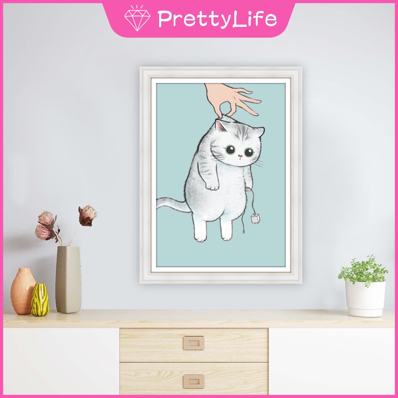 Tranh đính đá 5D tự làm hình mèo con 30x40cm/40x50cm