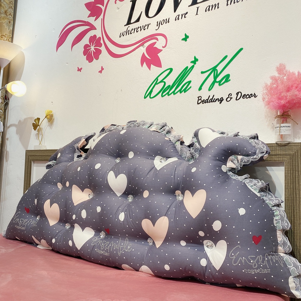 Gối tựa đầu giường , đệm kê dầu giường mẫu hoàng gia đính đá cao cấp cottong Hàn đủ kích thước