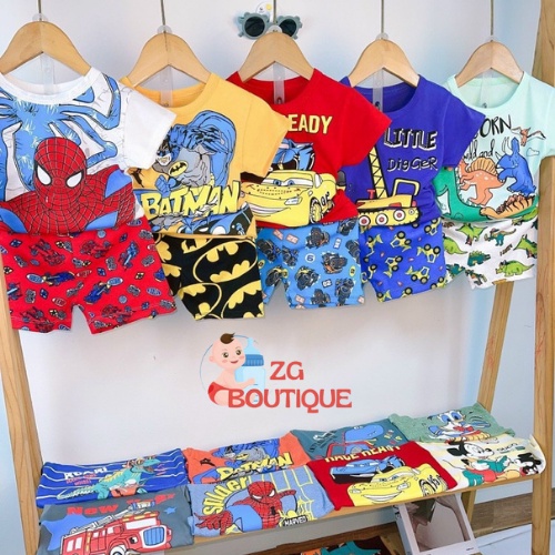 Quần áo bé trai, bộ cộc tay cho bé chất cotton mềm mại, thấm hút mồ hôi Mẹ Bắp Shop size từ 7 đến 22kg