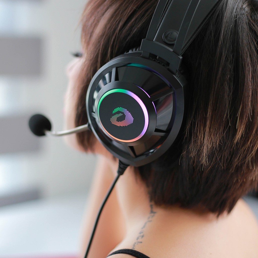 Tai nghe Dareu EH469 Pink Cat / Black 7.1 Surround LED RGB | BigBuy360 - bigbuy360.vn