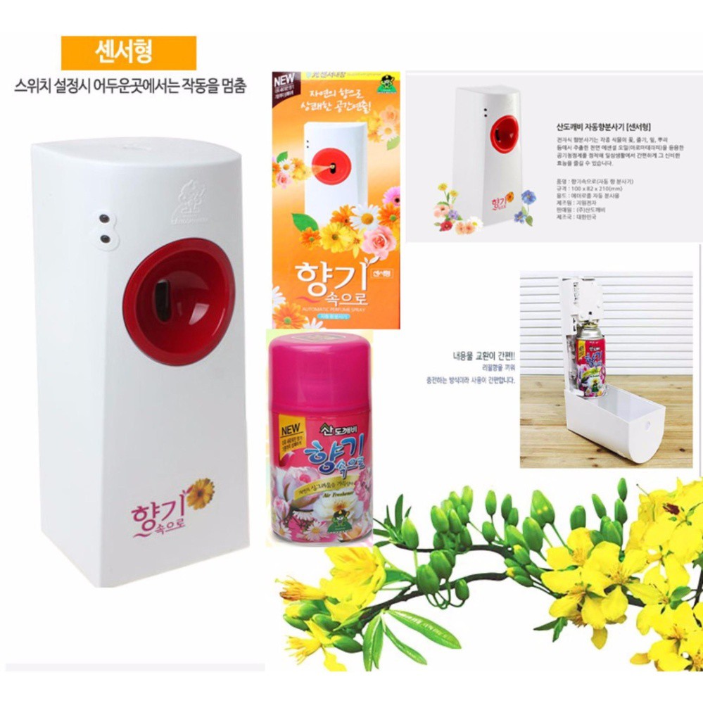 Bộ 1 máy xịt phòng cam biến ánh sáng Sandokkaebi va 1 chai xịt phòng Hàn Quốc TI656