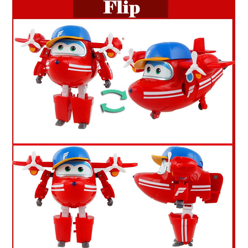 Mô hình máy bay biến hình robot Flip nhanh nhẹn đồ chơi đội bay siêu đẳng super wings