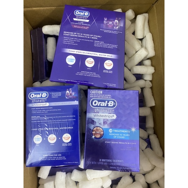 MIẾNG DÁN TRẮNG RĂNG ORAL-B 3D WHITE WHITESTRIPS ÚC (14 gói 28 miếng dán)