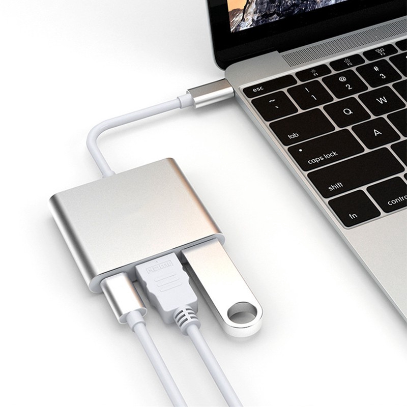 HUB chuyển đổi cổng Type C sang HDMI USB 3.0 + USB-C + USB 3.0 cho Macbook Pro Pixel