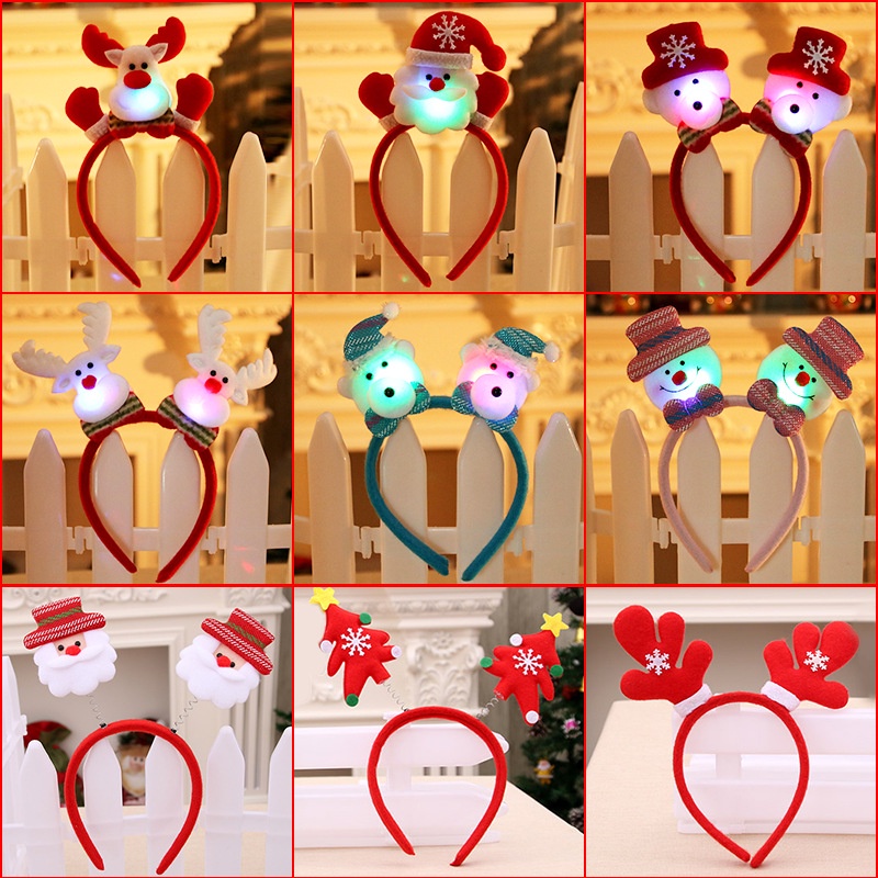 Oio Băng Đô Cài Tóc Hình Sừng Hươu / Ông Già Noel Phát Sáng Trong Đêm Giáng Sinh