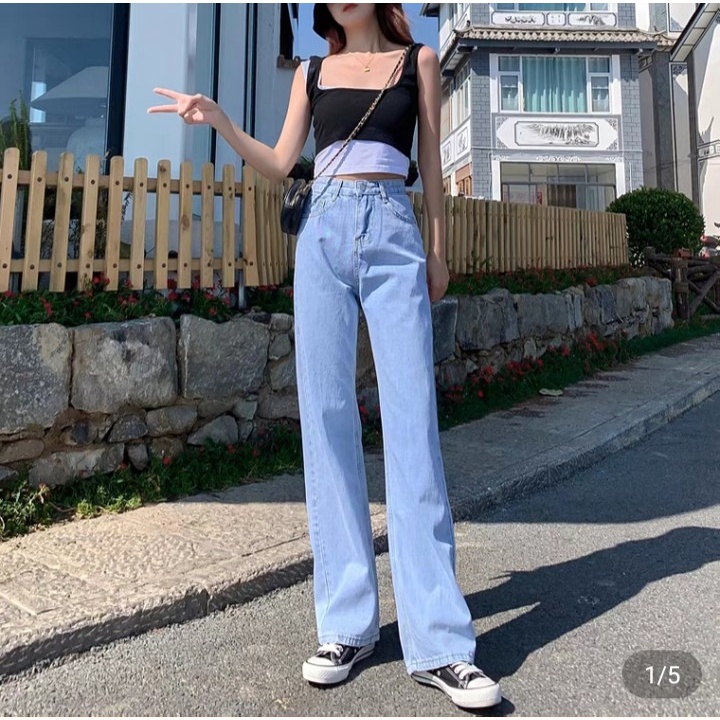 Quần bò jean nữ xuông ống rộng dáng vintage hót nhất 2022 jeanTH | BigBuy360 - bigbuy360.vn