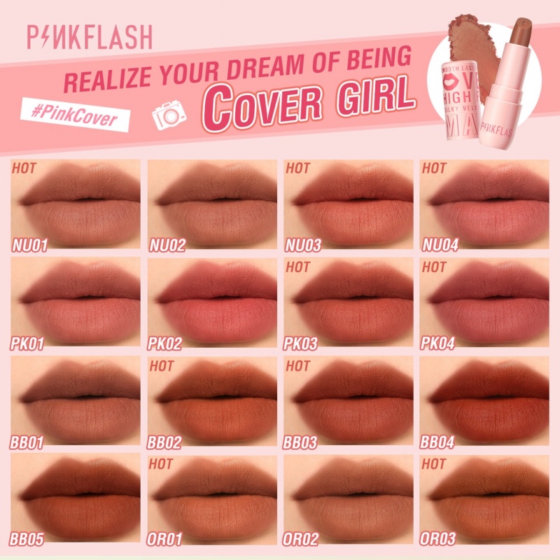 Pinkflash #Son lì mềm mịn lâu trôi lên màu chuẩn PinkCover