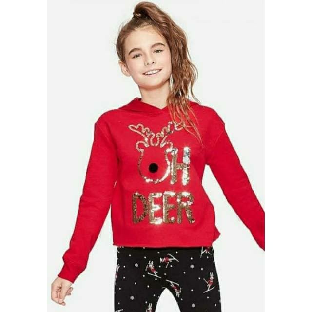 Áo Sweater đính kim sa màu đỏ cho bé gái