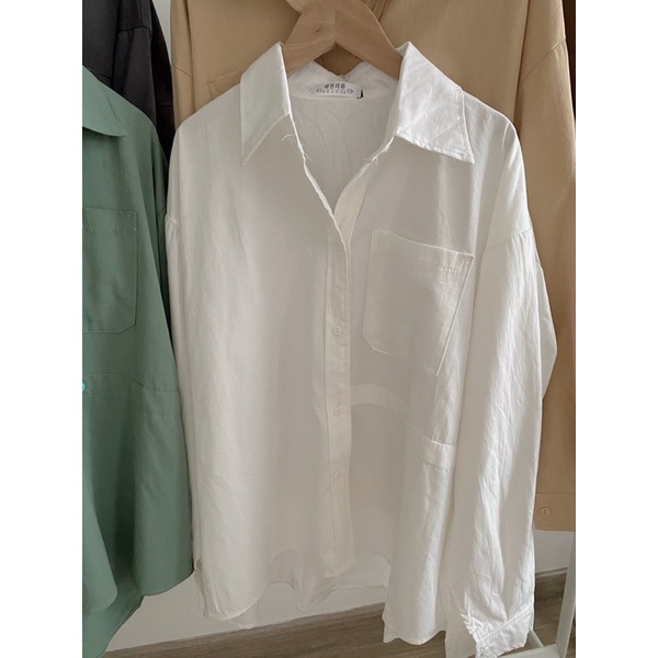 Áo sơmi trơn chất thô mềm dáng unisex hàng chuẩn l1