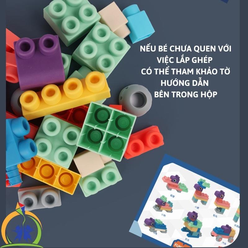 Đồ chơi xếp hình loại to, Bộ đồ chơi lắp ráp nhựa dẻo thông minh cho bé trai, bé gái GenKids
