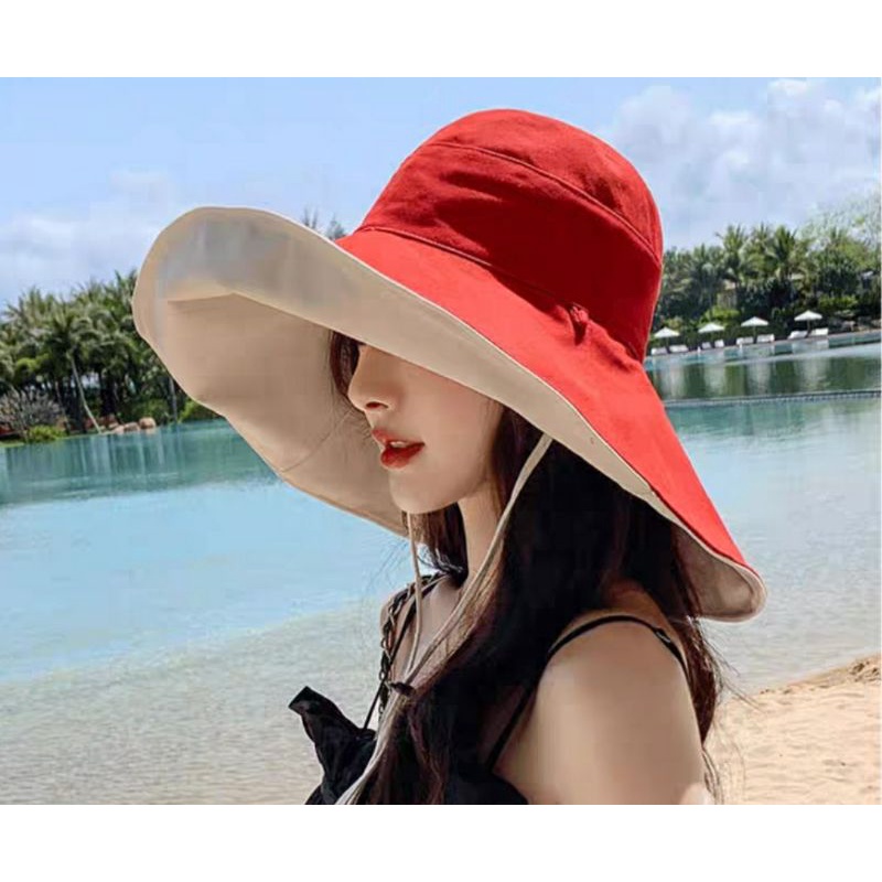 Nón vành rộng đẹp gấp gọn mũ đi biển đội 2 mặt chống nắng UV Hàn Quốc cho nữ
