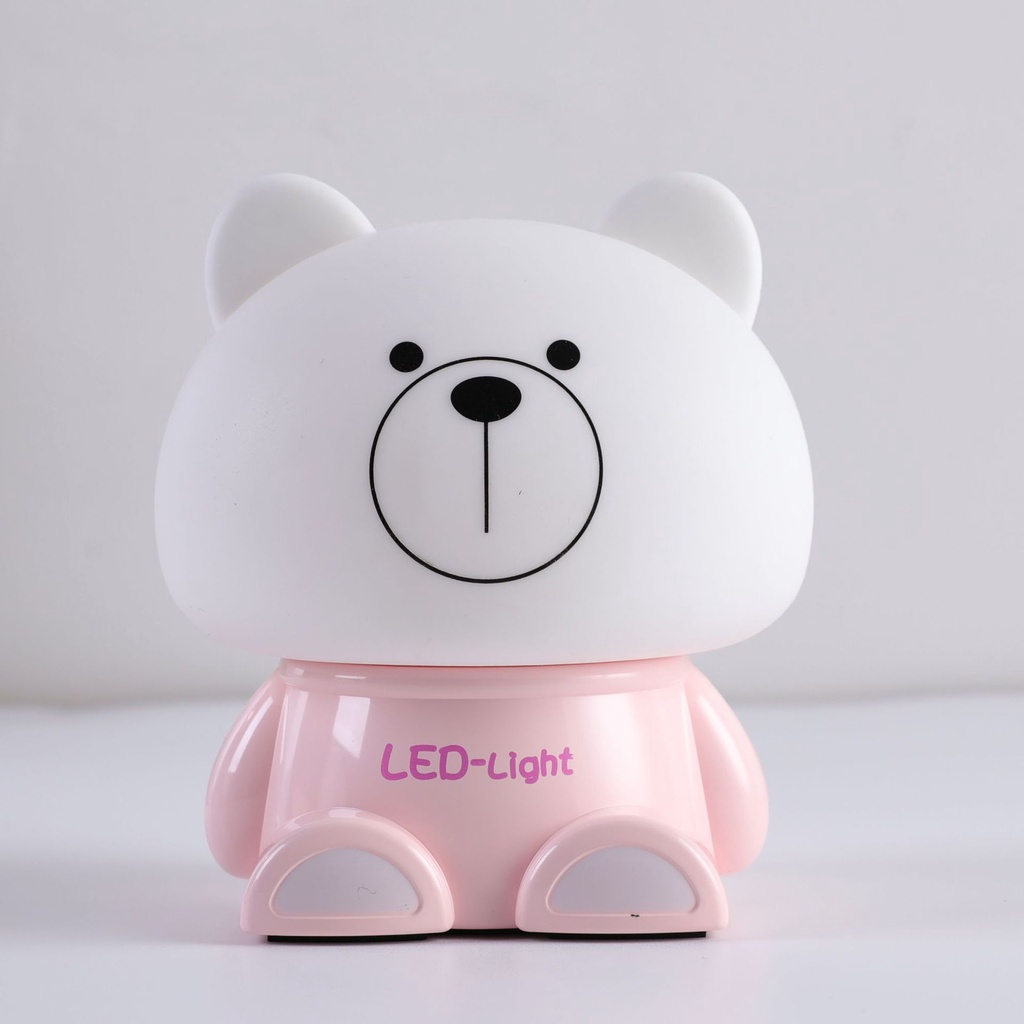 Đèn Ngủ, Đèn Trang Trí Bàn Làm Việc, Bàn Học Hình Gấu, Chất Silicon Cảm Ứng Nhiều Màu Dễ Thương