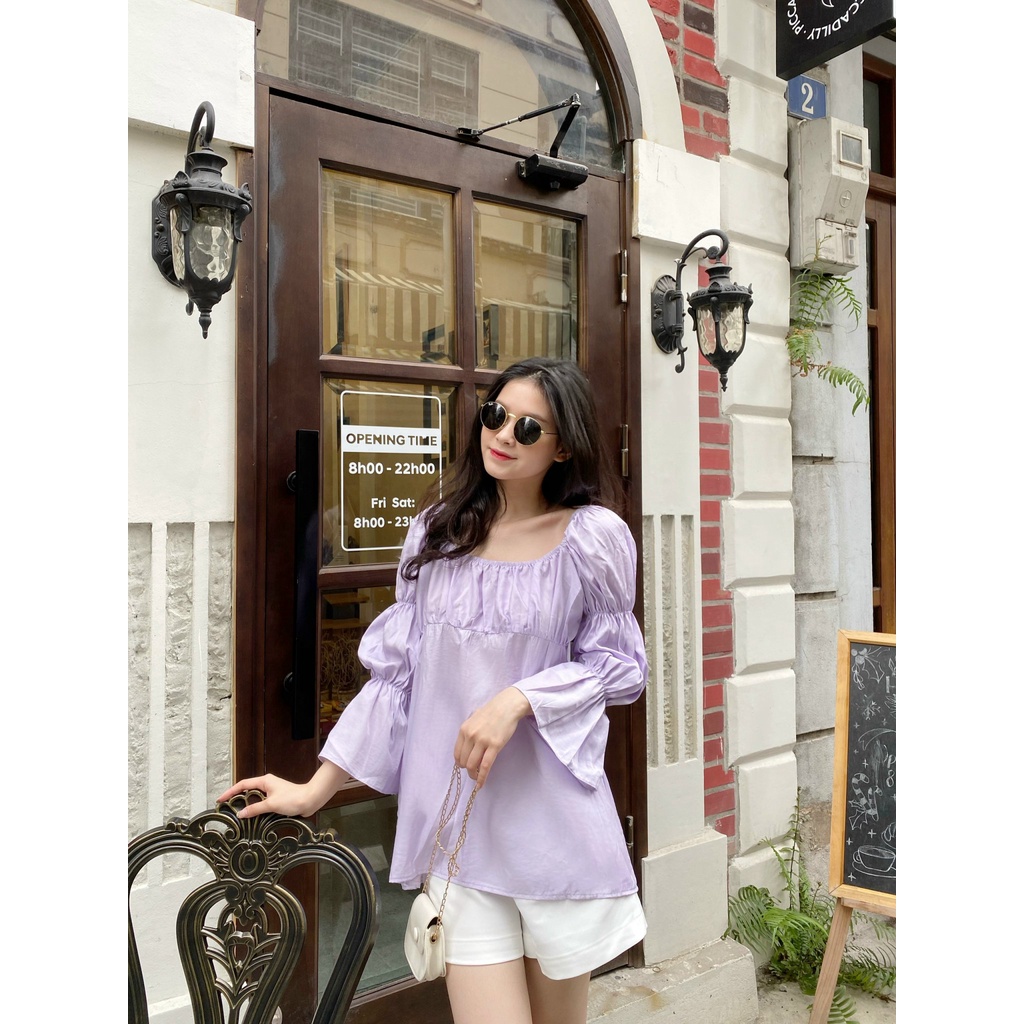 YU CHERRY | Áo lụa nữ tay dài chiết tay Full minnie top YA407