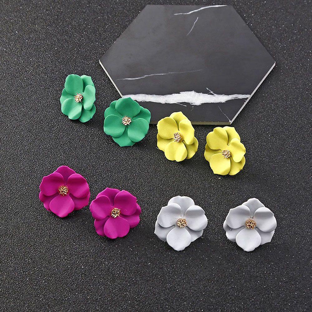 Khuyên Tai Hình Hoa Nhiều Màu Phong Cách Cổ Điển Đơn Giản Hợp Thời Trang Cho Nữ